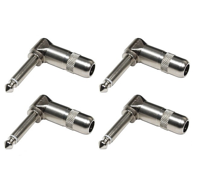 (4 Pack) Switchcraft 226 1/4" 6.35mm 2 Cond Right Angle Guitar / Speaker Plug