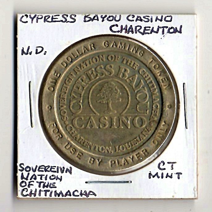 1990s CYPRESS BAYOU CASINO CHARENTON LOUISIANA $1 SLOT COIN CG125937