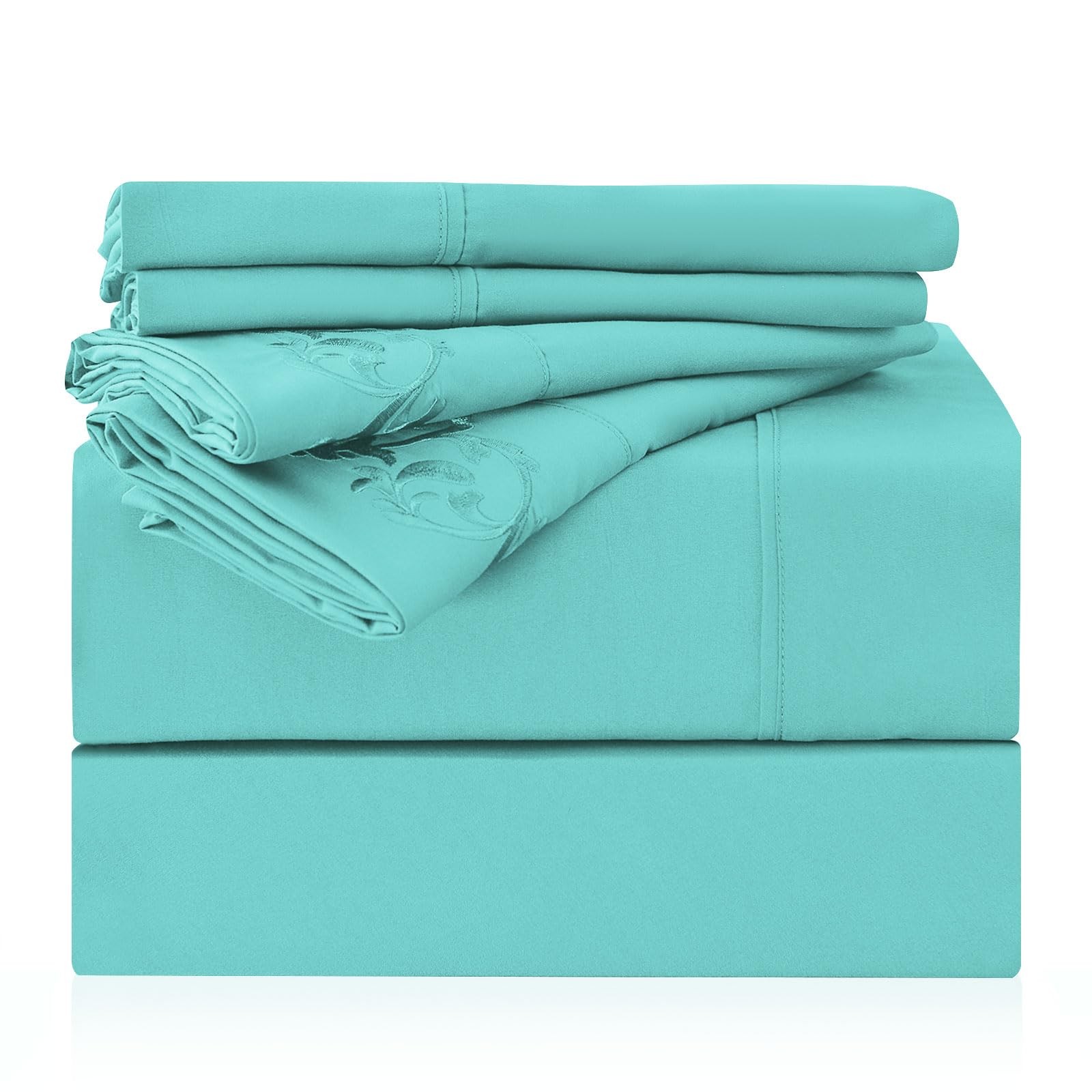 LONAVA Queen Size Sheet Set - 6 Piece Hotel Luxury Queen(6pc), Light Teal