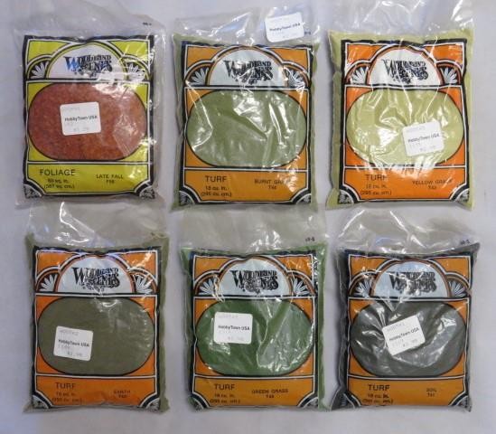 (6) Woodland Scenics Train Bags 18 cu in TURF Packs #T42 T41 T43 T44 T45 F56 NEW