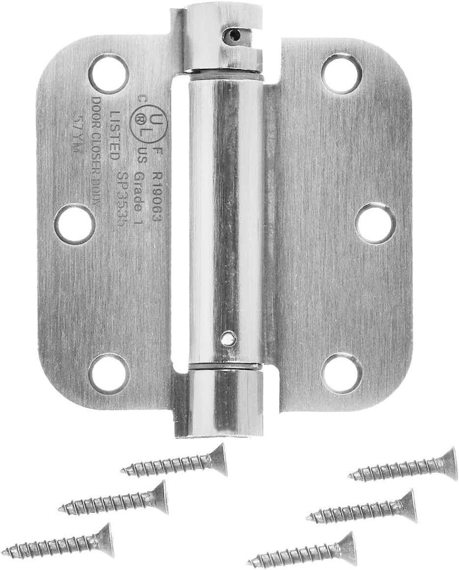 Amazon Basics Self-Closing Door Hinge, 3.5 "x 3.5 ', 1 Piece, Satin Nickel