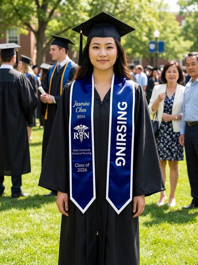 Custom BSN Graduation Stole, Personalized Nursing Sash Gift For College Graduate