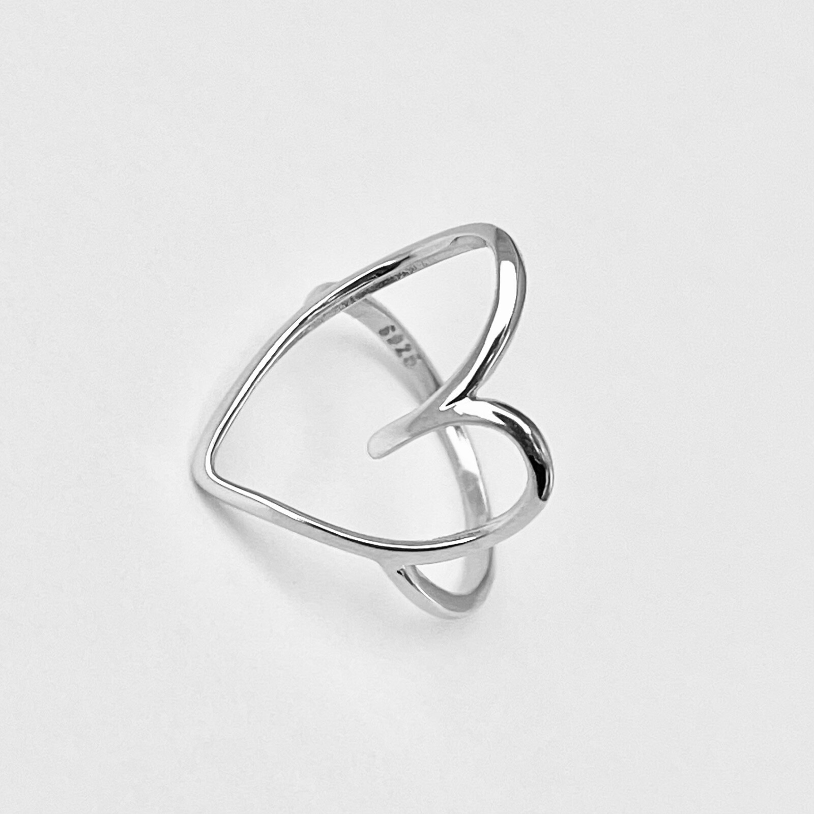 Sterling Silver Big Open Heart Ring, Delicate Ring, Silver Rings, Love Ring