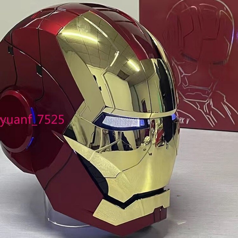US! Autoking Iron Man Gold MK5 Helmet Electronic Voice Activated Open&Close Mask