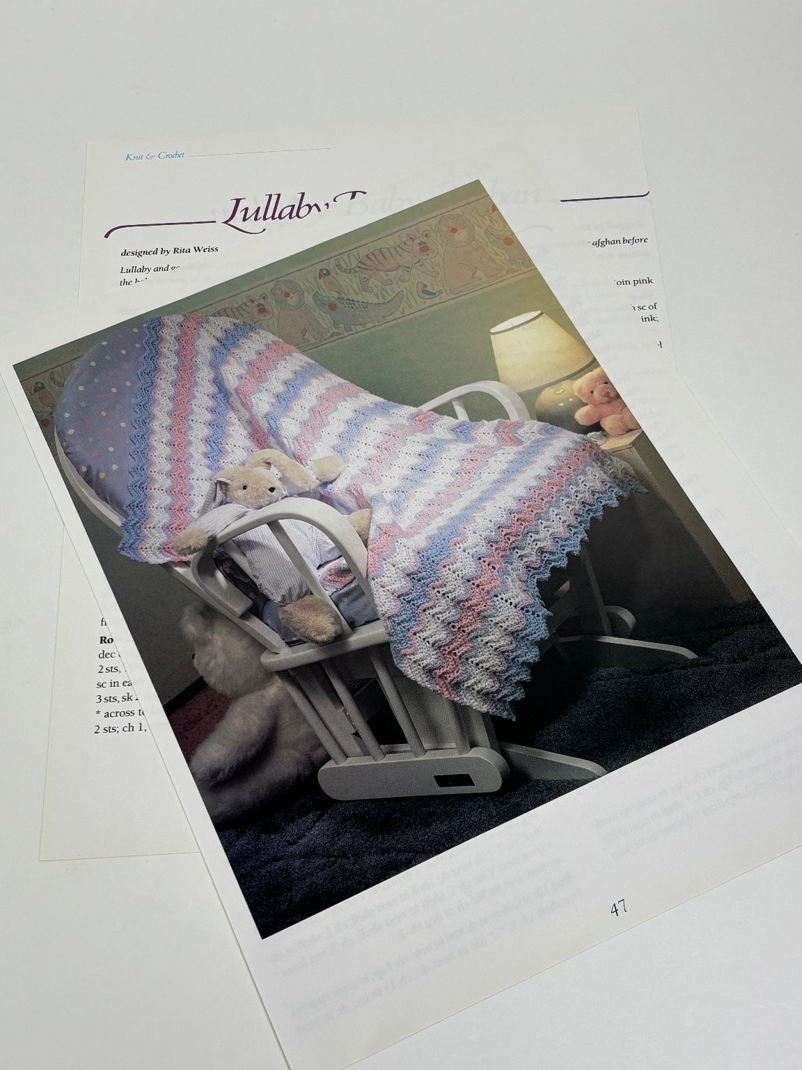 Lullaby Baby Afghan Crochet Pattern Pages from Book