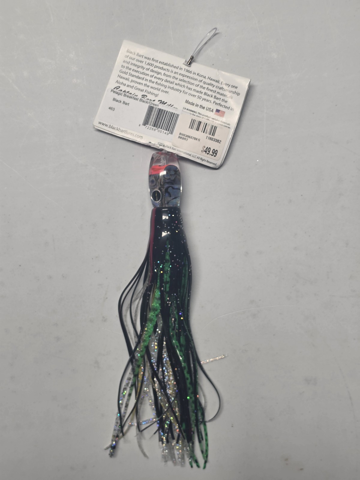 Black Bart Pelagic Breakfast Trolling Lure / Black Green
