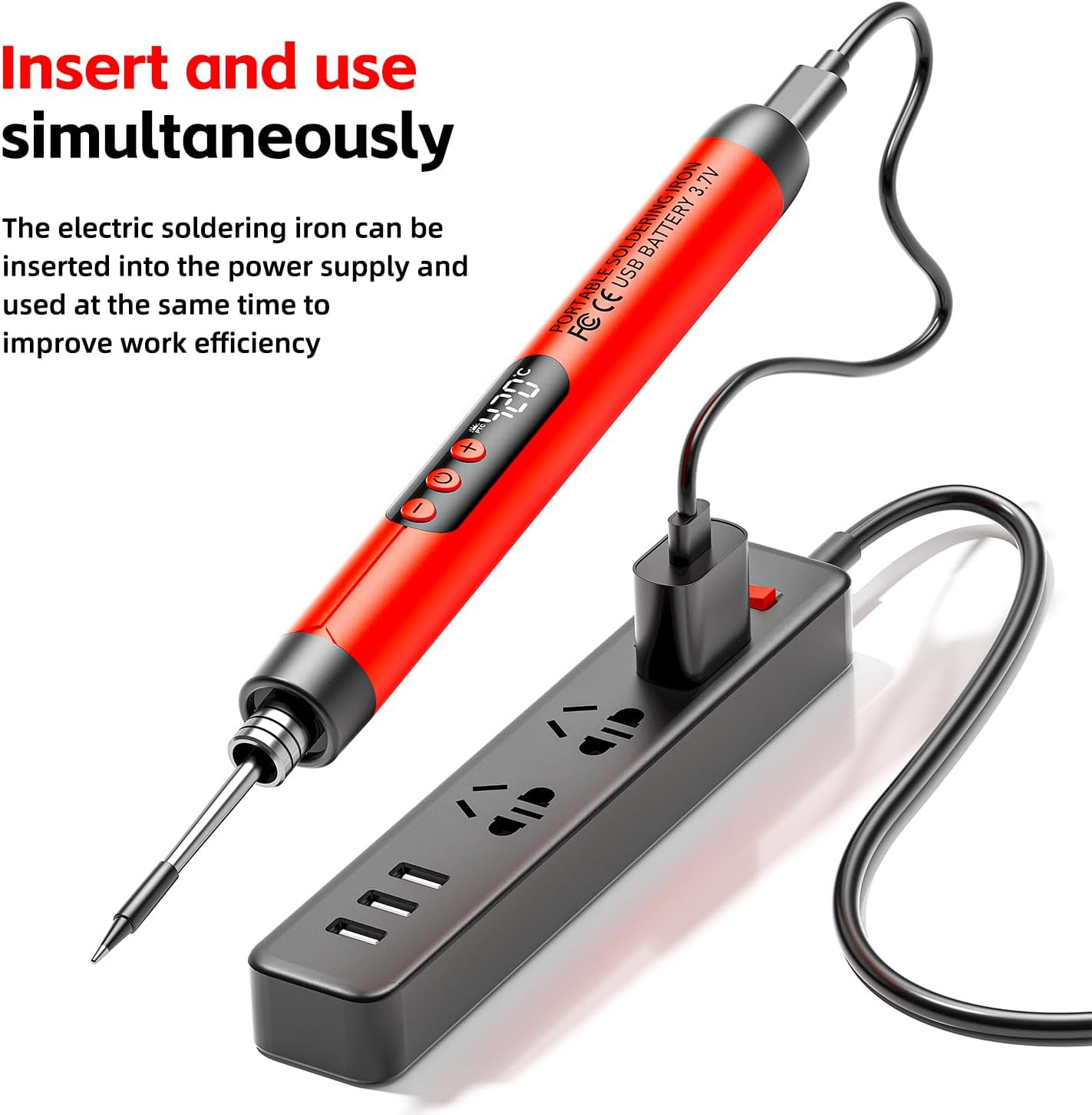Cordless USB Rechargeable Portable Soldering Iron, Digital Adjustable Display Sc