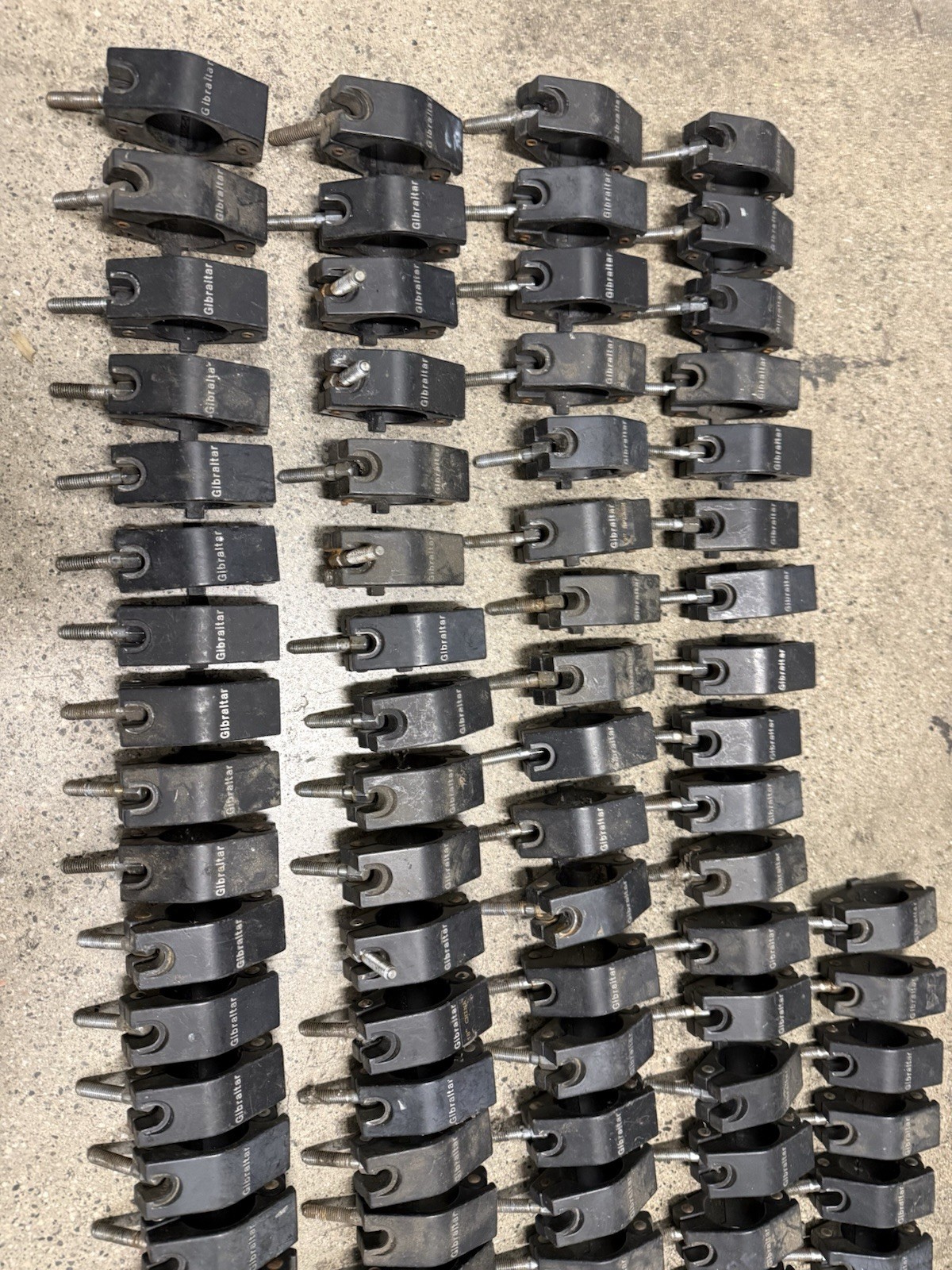 Large Lot Gibraltar Drum Rack Clamps - Many Missing Wing Nuts - Great Project/Pa