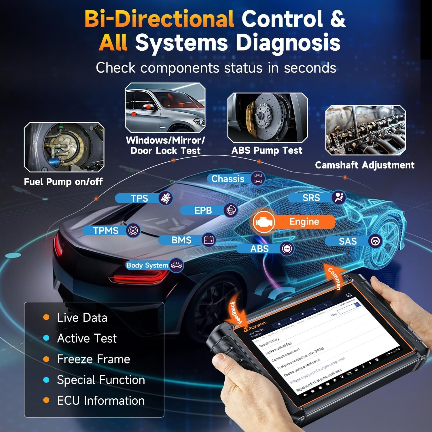 FOXWELL NT909 BT Full System Bidirectional OBD2 Diagnostic Scanner ECU Coding
