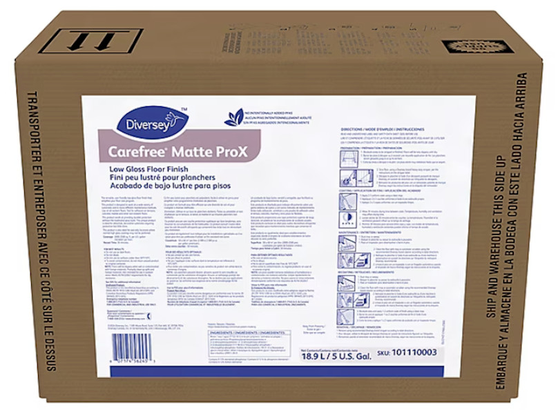 Diversey Carefree ProX Matte Floor Finish 10 Gal Low Gloss BIB 5104757