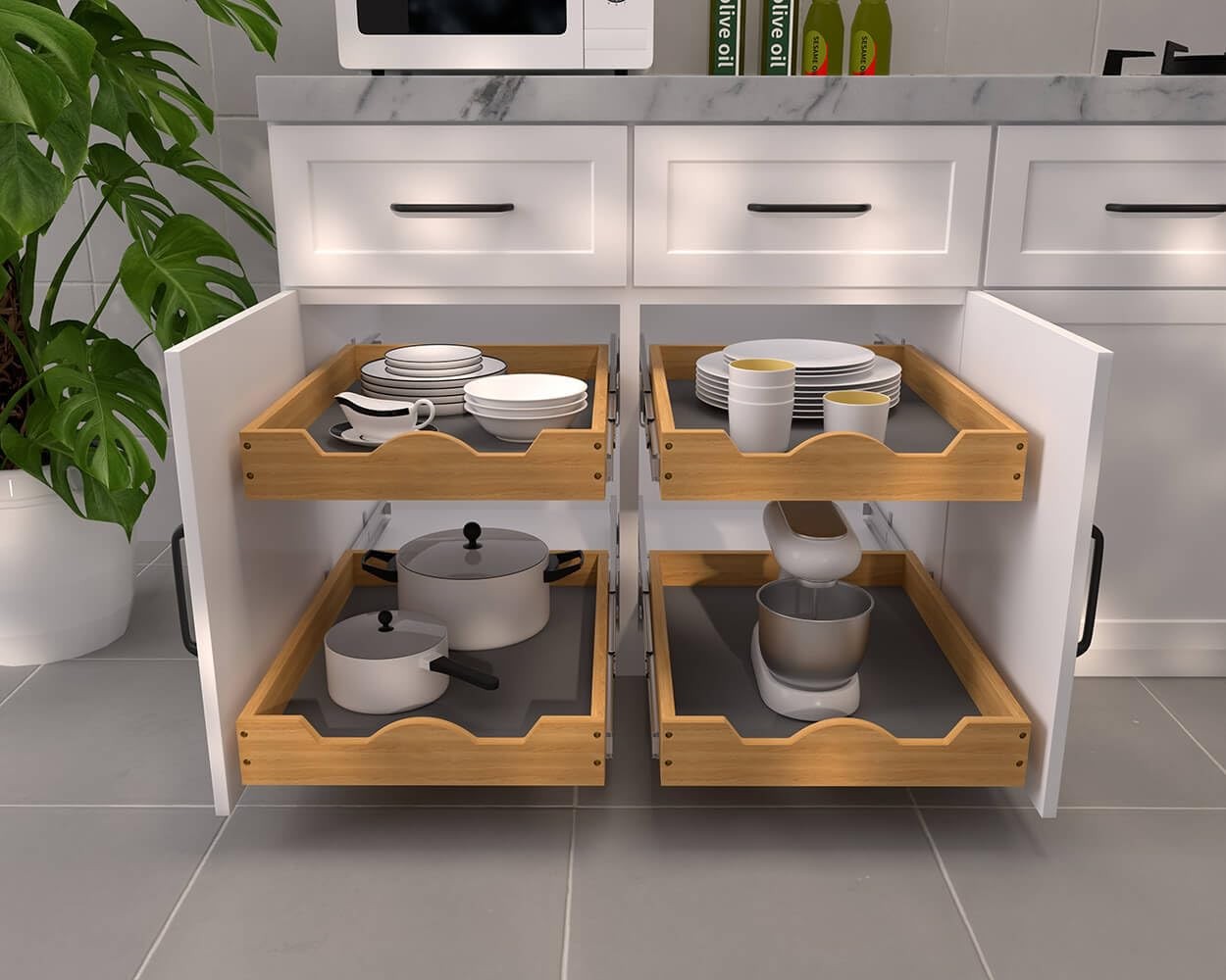 Pull Out Cabinet Organizer 20"W x 21"D, Slide Out Wood Drawer Shelf, Pull Out...
