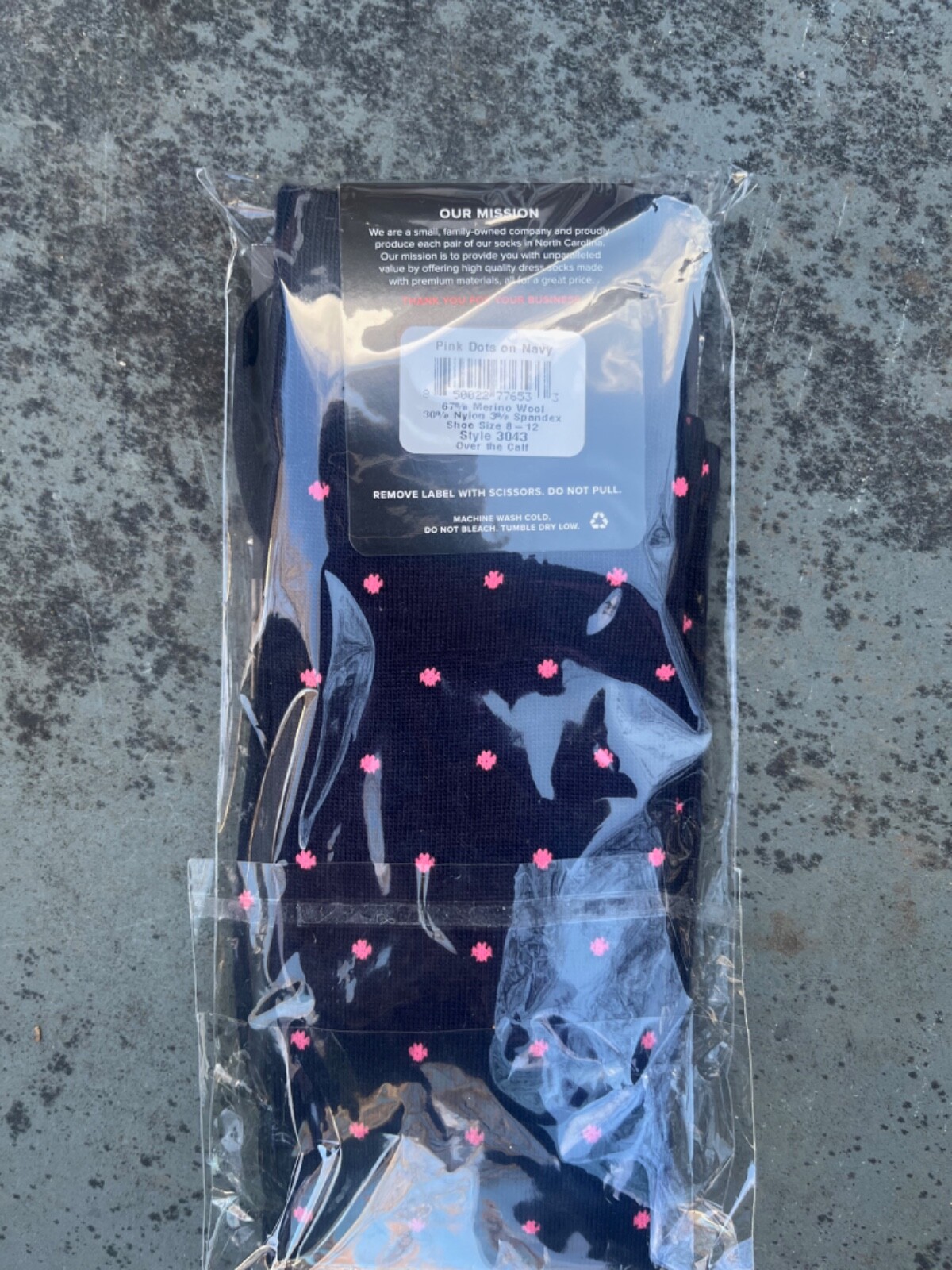 Boardroom Socks Men's Navy W/Pink Merino Wool Over The Calf Dress Socks Business