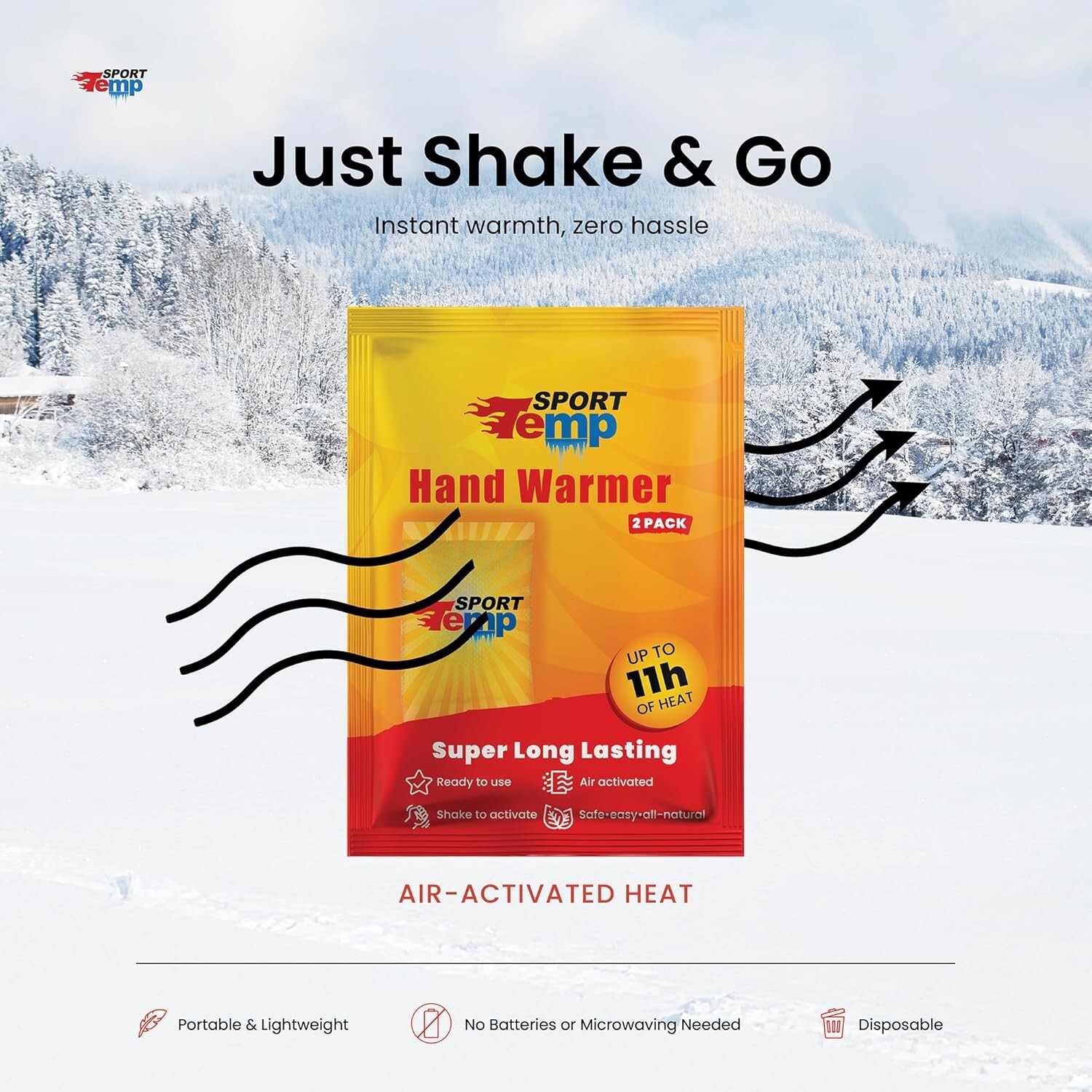Travel-Friendly Hand Warmers - 11-Hour Air Activated Warmers for Outdoor Fun