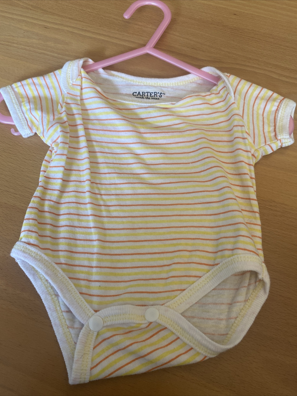 baby girls clothes 0-3 months Yellow Orange White Striped Cotton Popper Vest Top