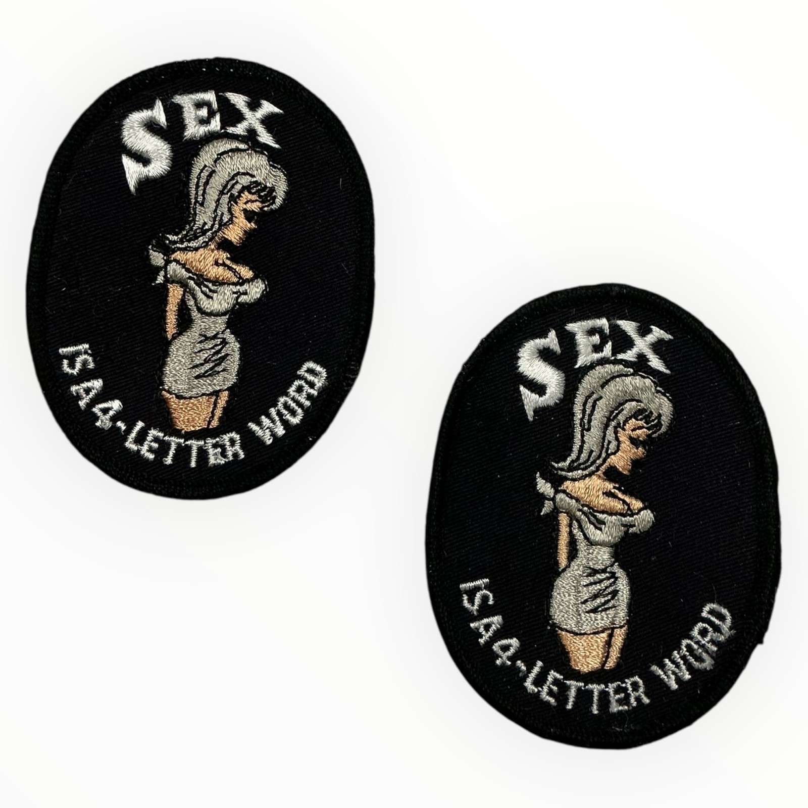 Sex Is A 4 Letter Word Embroidered Patch Set of 2 Novelty Humorous Morale