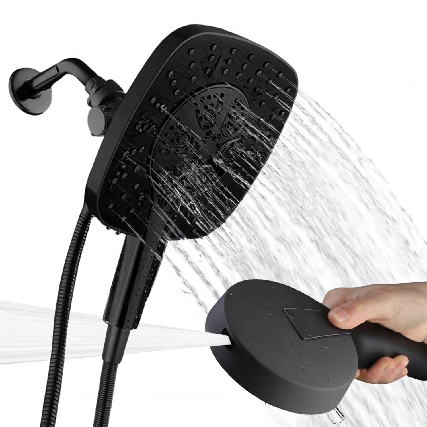 Botare Black Shower Head Handheld Spray Combo 59" Hose 9 Spray Modes