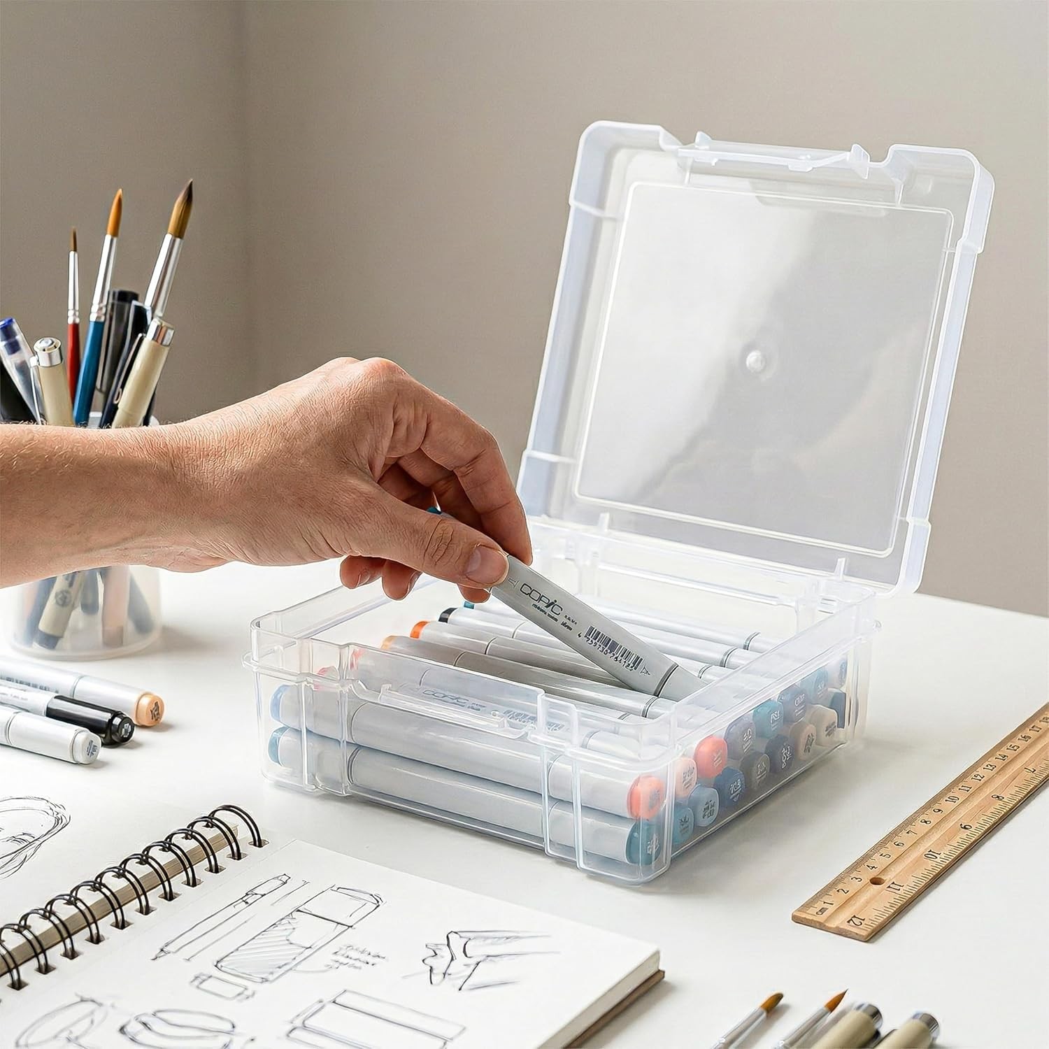 Effortless Organization: ClearView 6" x 6" Stackable Art Supply Storage Box