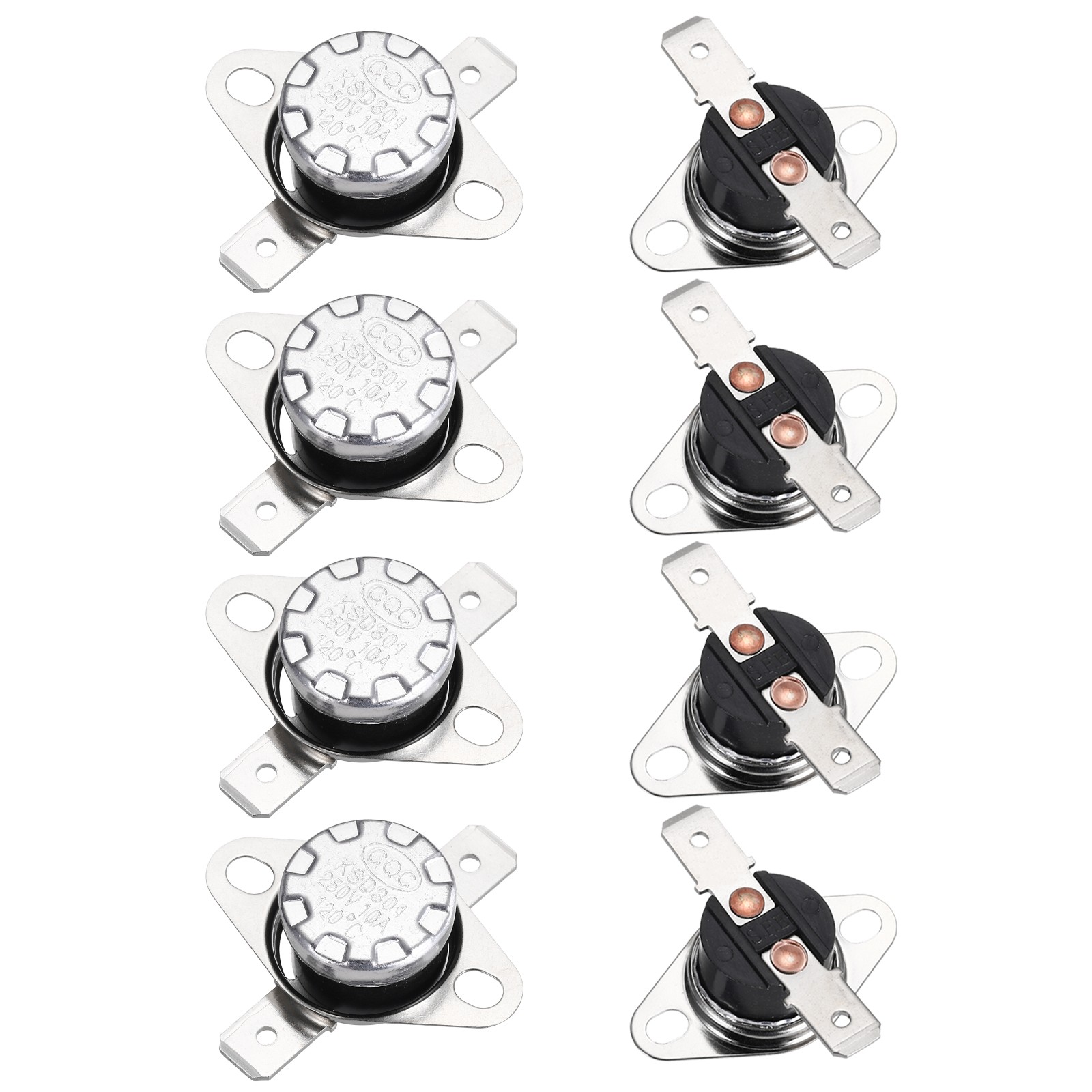 8PCS Temperature Control Switch Thermostat 120°C 10A N.C 6.3mm Pin