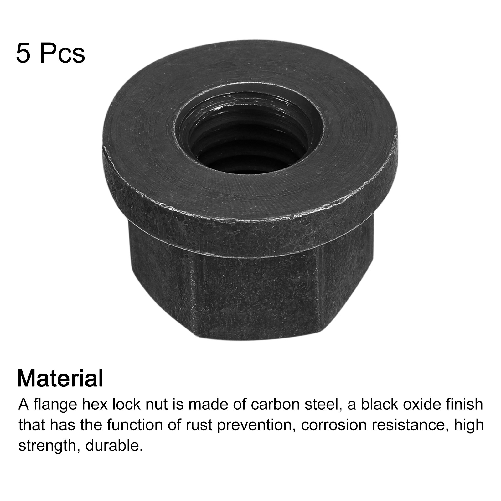 5Pcs 5/8-11 Flange Hex Nuts Grade 10.9 Black Oxide