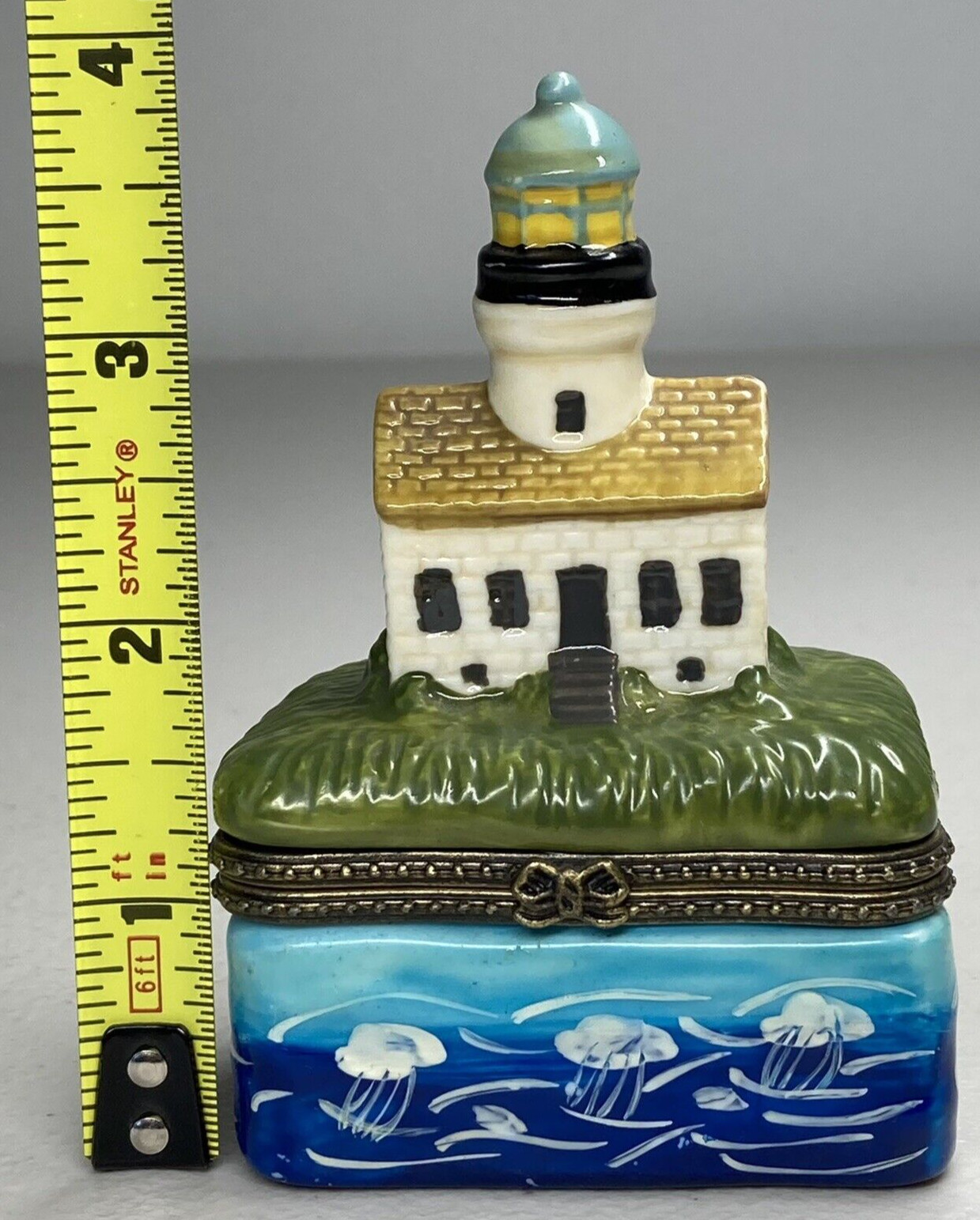 Porcelain Lighthouse Hinged Trinket Box