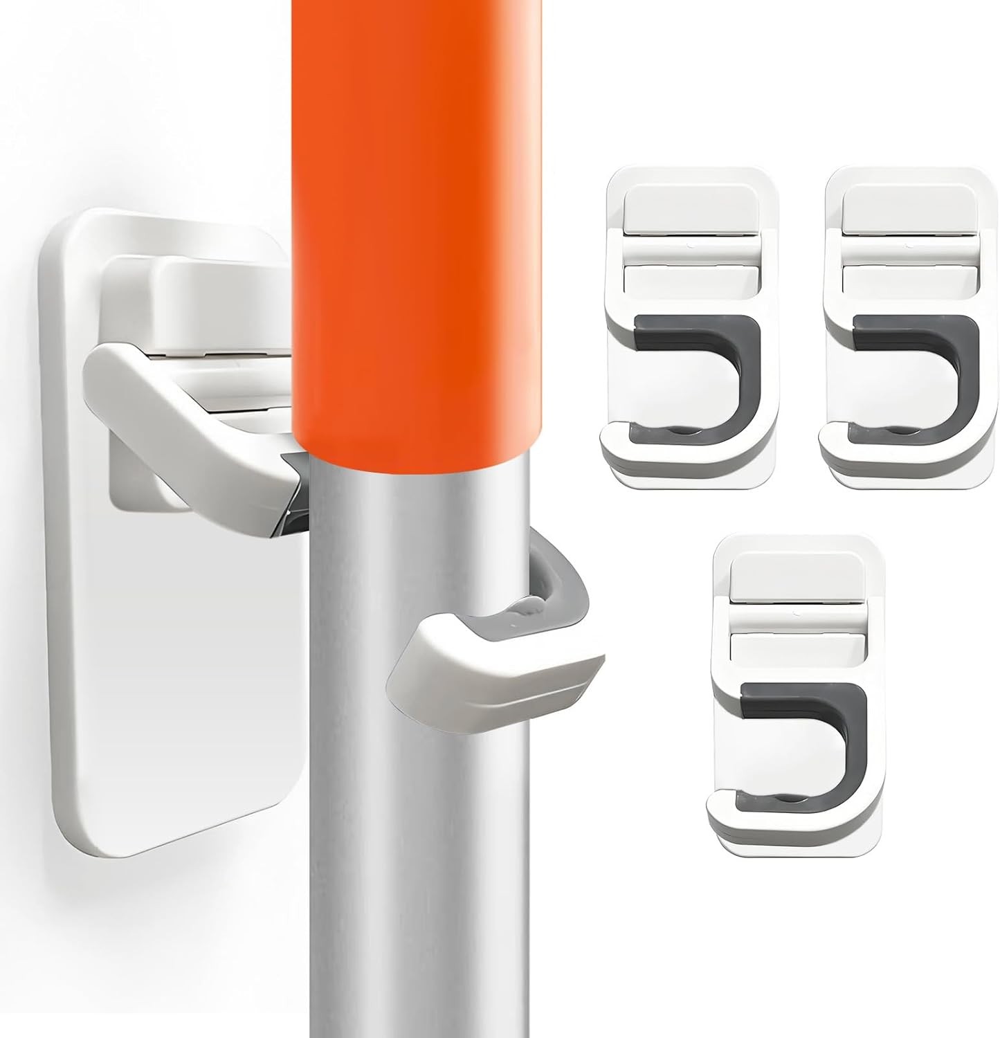 3Pack Broom and Mop Holder Wall Mount, 3 Count (Pack of 1), White-3pack