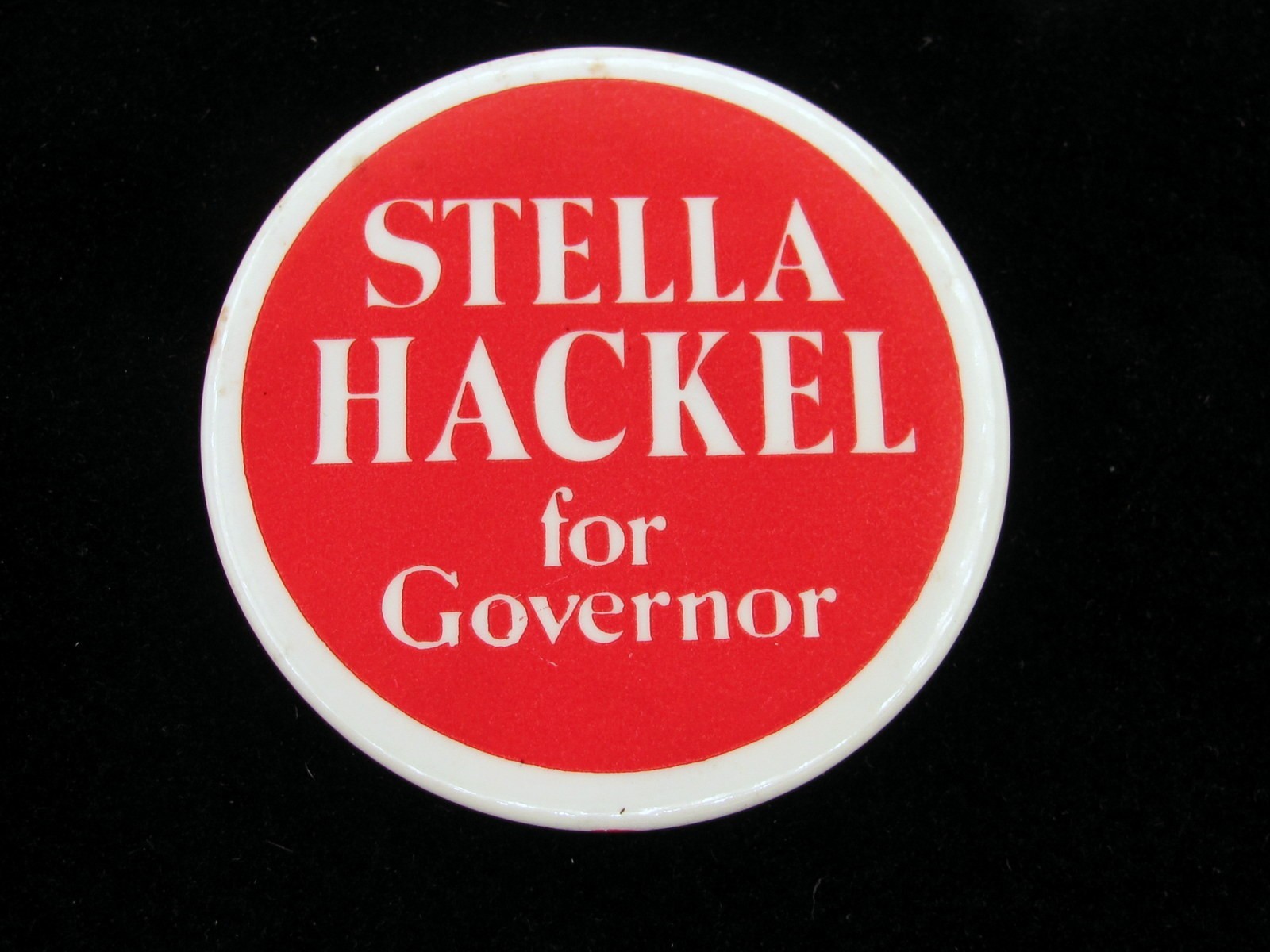 1976 Stella Hackel for Governor of Vermont 2 1/4" Pinback Button Democrat