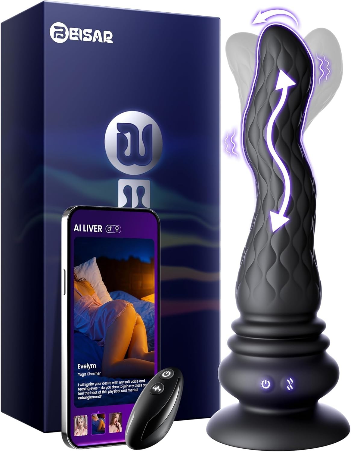 9 Wriggling Quiet 10 Vibrating  Vaginal Anal Vibrator Dildo 9.6"