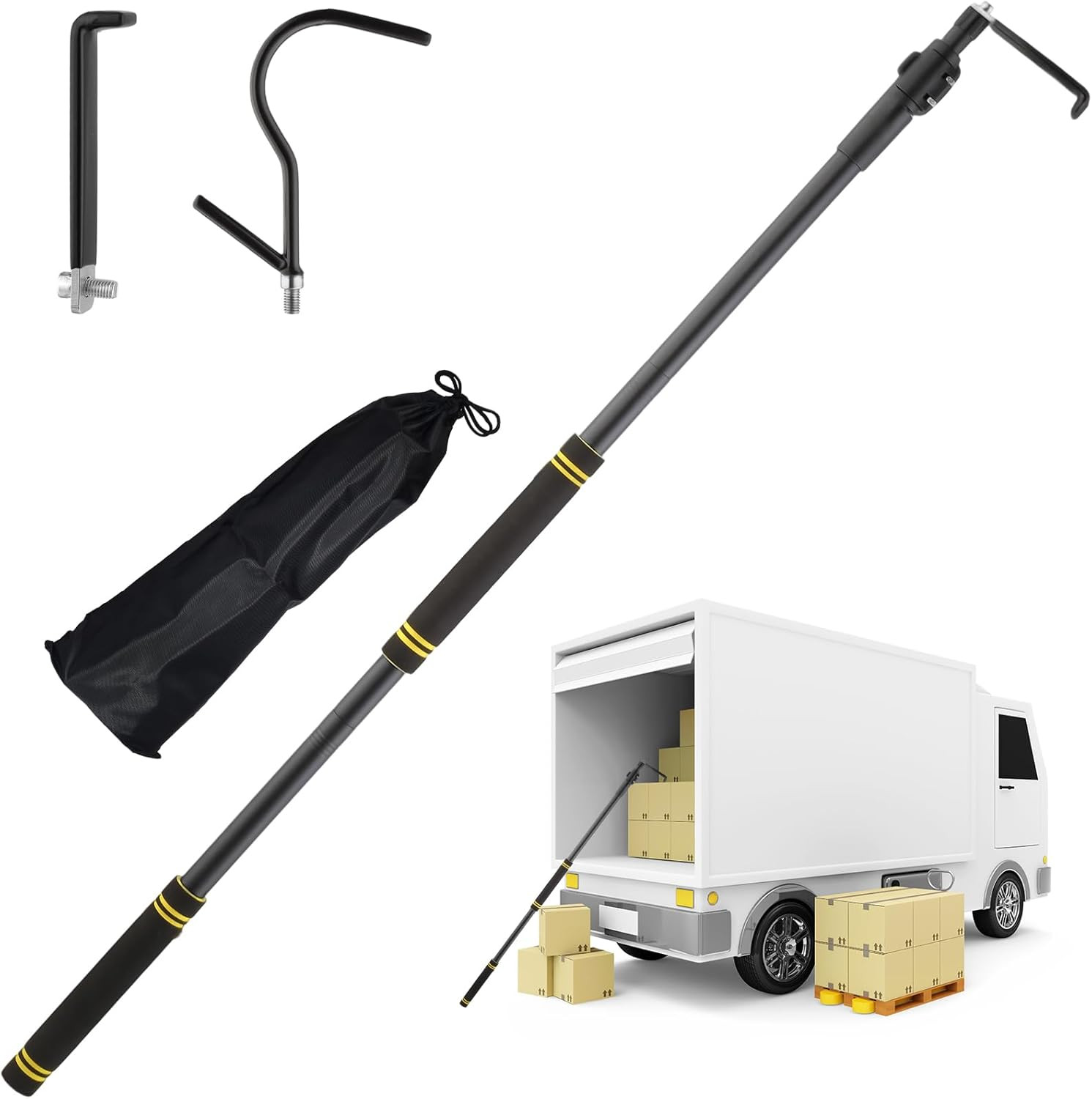 Truck Cargo Grabber, Telescoping Pickup Truck Bed Retriever Tool Black Steel