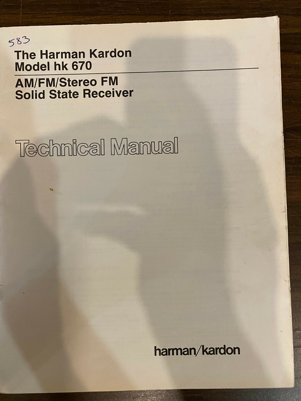 HARMAN KARDON HK670 670 HK-670 Service Manual *ORIGINAL* BOOK OR PDF-FREE SHIP