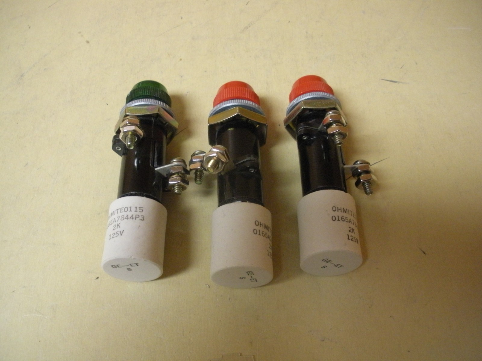 General Electric Type ET Pilot Light With Ohmite Resistors , Lot of 3