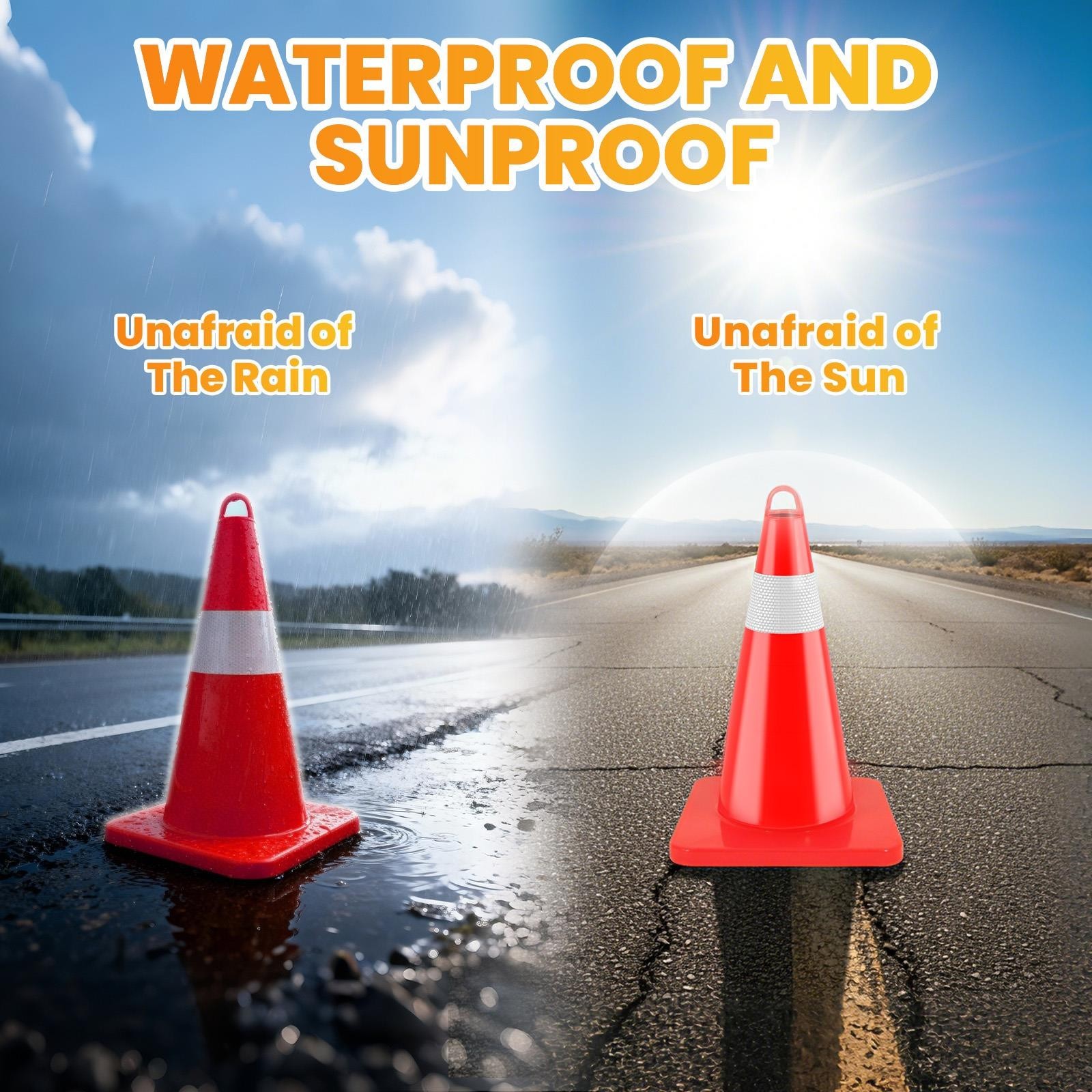 Waterproof & Sunproof | Can Connect Safety Chain | Stackable PVC Traffic Safety