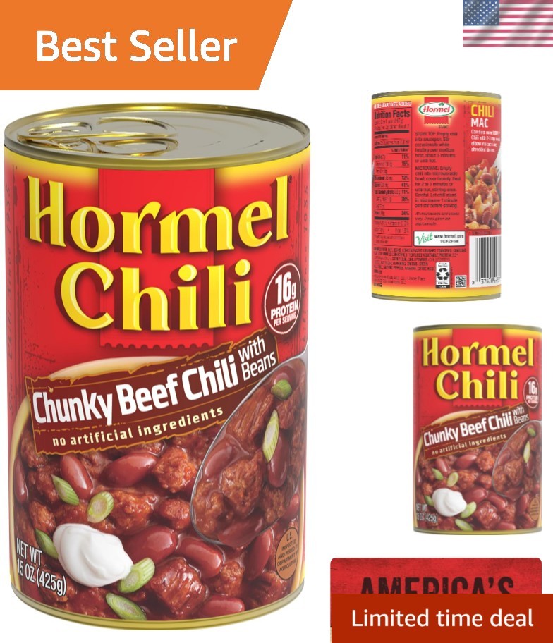 6‑Pack Hormel Chunky Beef Chili with Beans 15oz Cans – No Artificial Ingredients