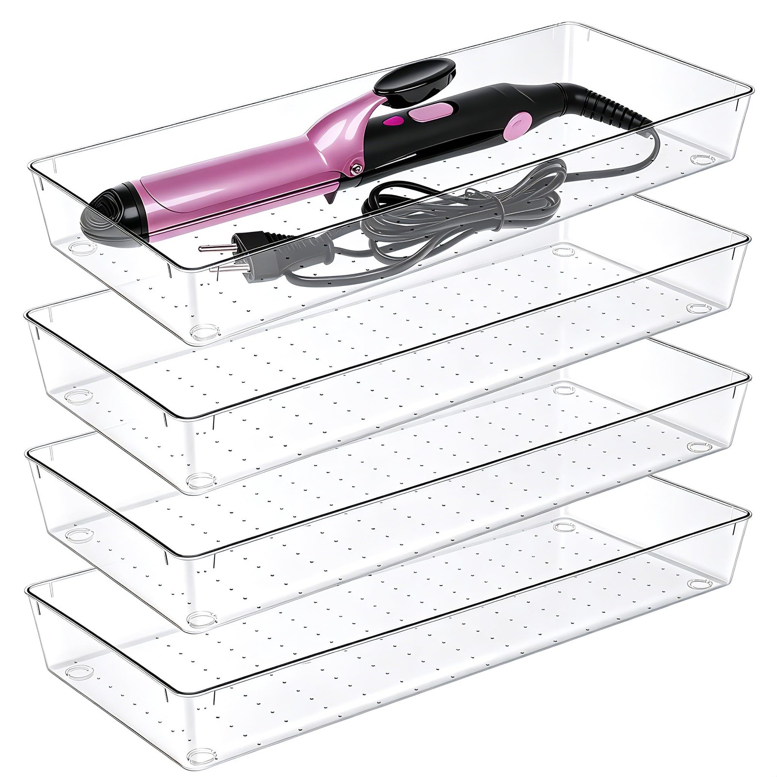 Manalete 4 Pack 15"x6" Extra Large Clear Plastic Drawer 4 15"×6",