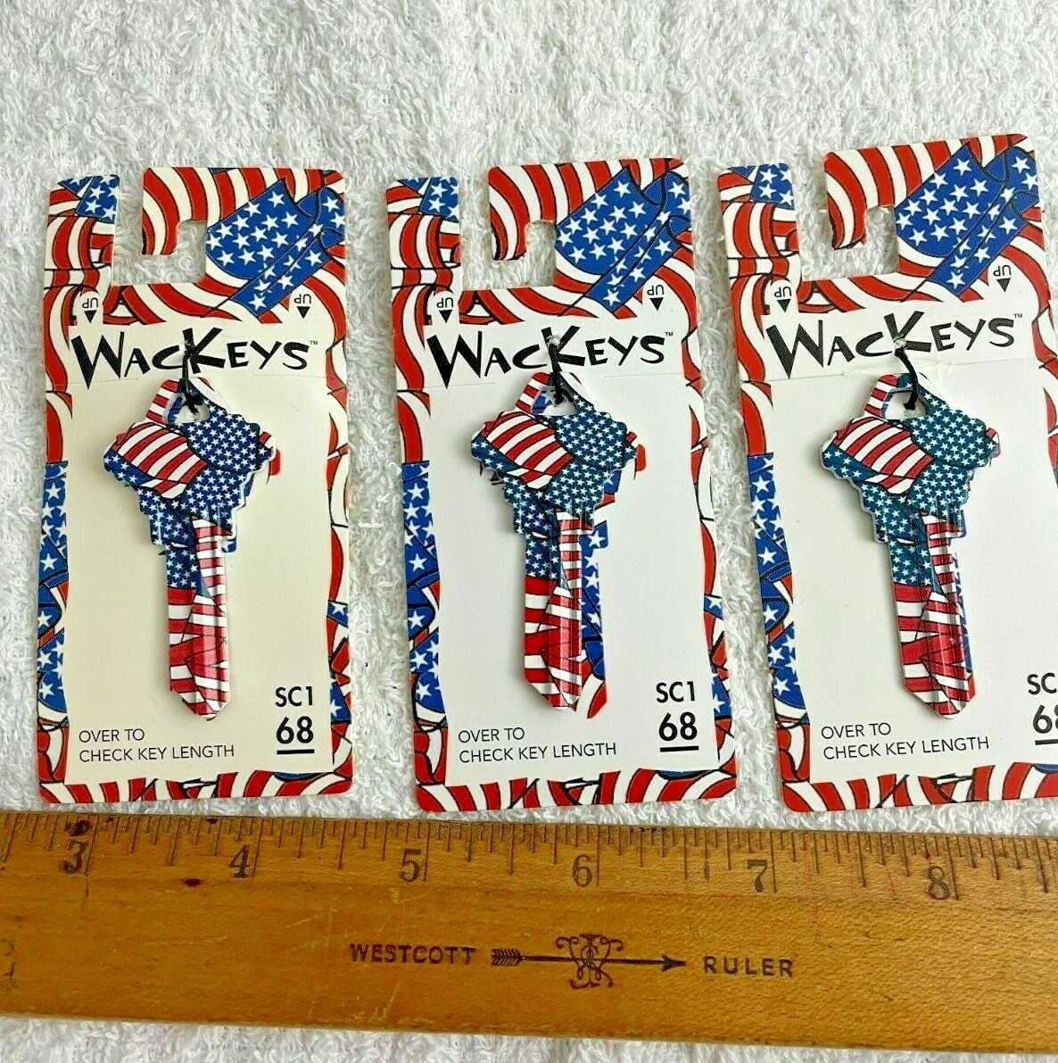 Wackeys Blank House Key 89903 SC1 68 American Flag Patriotic USA Love Lot of 3