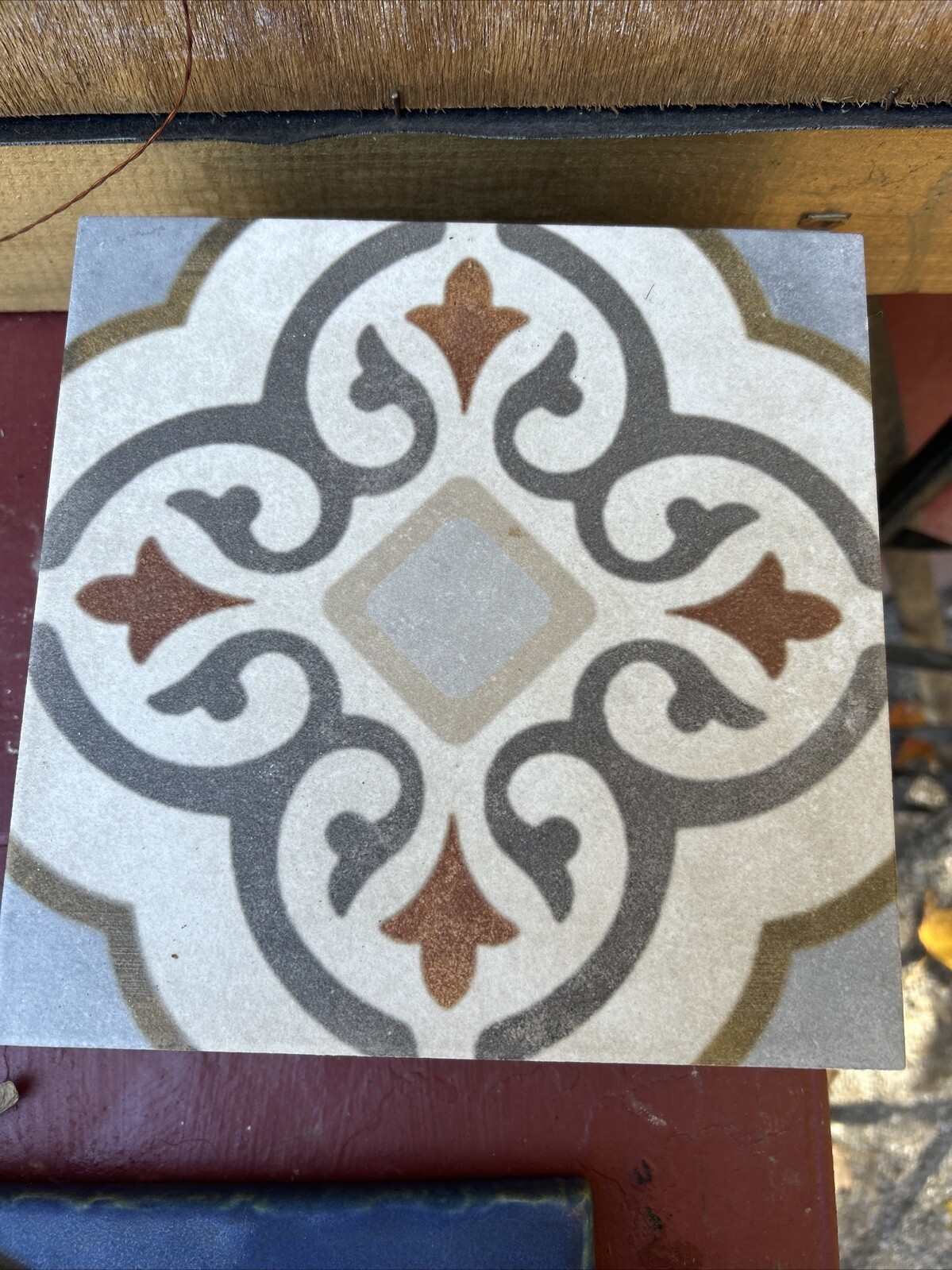 NEW SET OF 9 Italian Tiles Ceramica Tile 8x7.5 Gray Rust Brown Cream