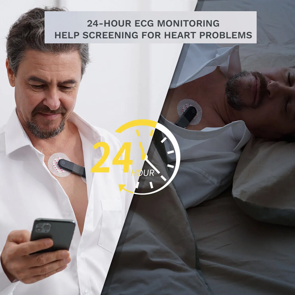 US stock Wellue Portable Dynamic ECG EKG Holter Recorder 24 Hours PC AI analysis
