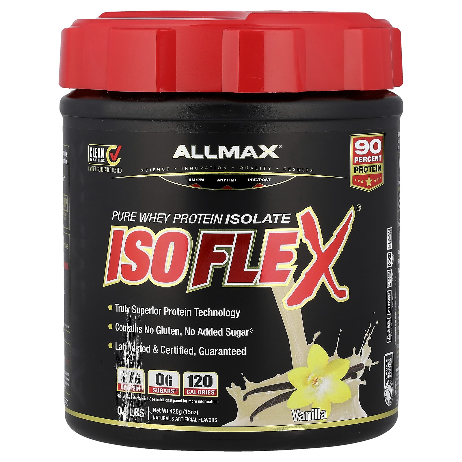 ISOFLEX®, Pure Whey Protein Isolate, Vanilla, 0.9 lbs (425 g)