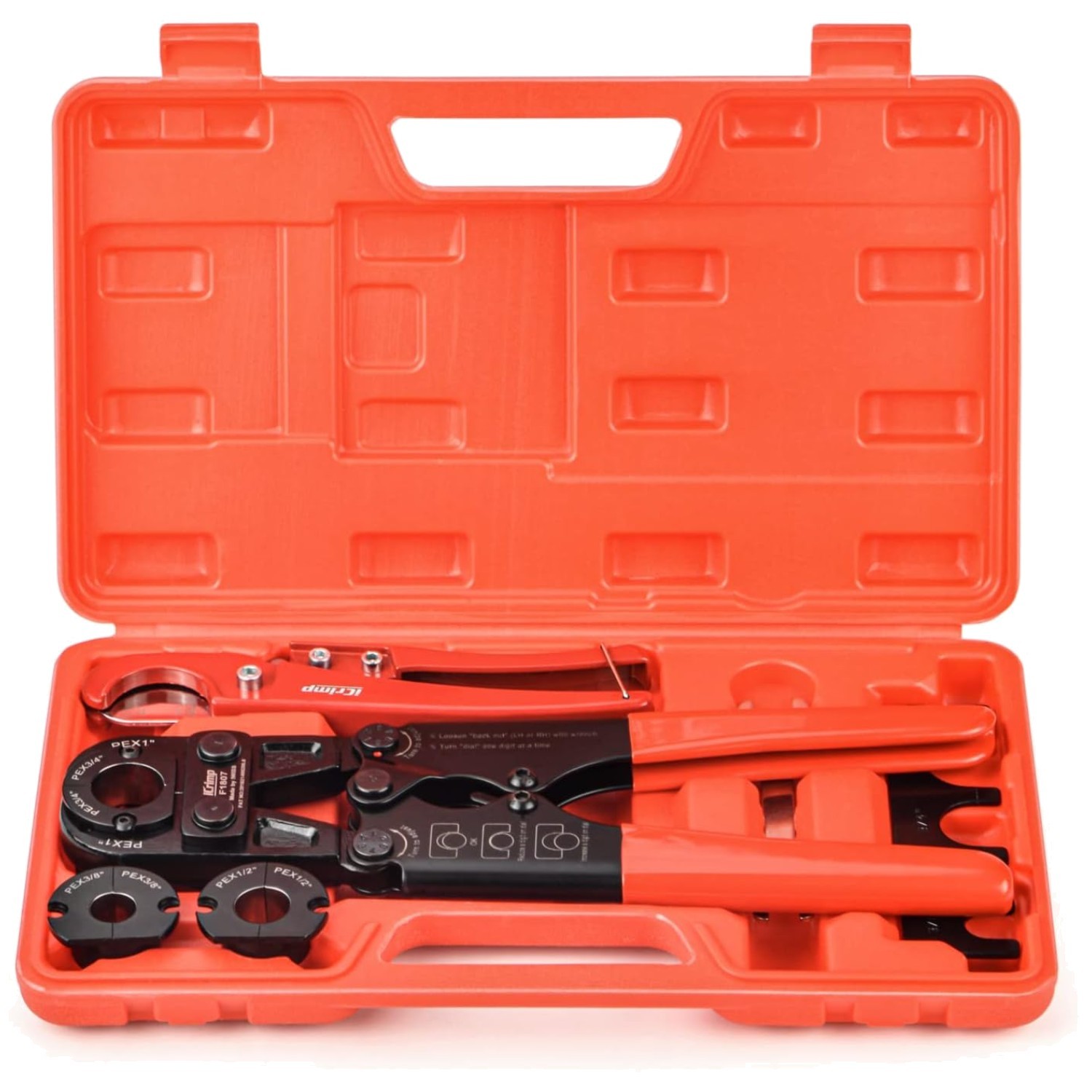 iCrimp PEX Crimping Tool Kit - 3/8 to 1-Inch Copper Ring with Cutter & Gauge