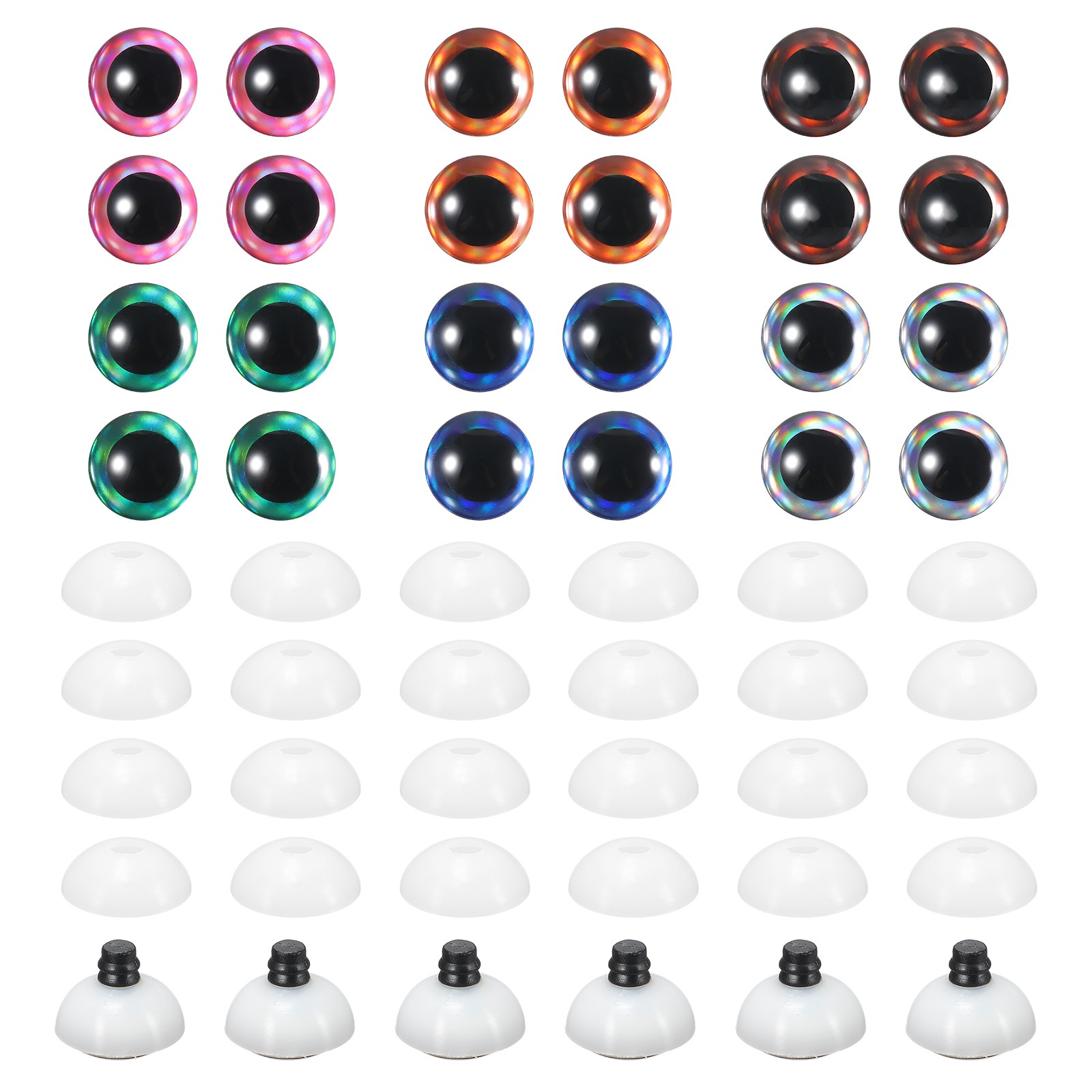 16mm Glitter Safety Eyes, 60 Pcs Colorful Crocheting Safety Eyes, 6 Colors