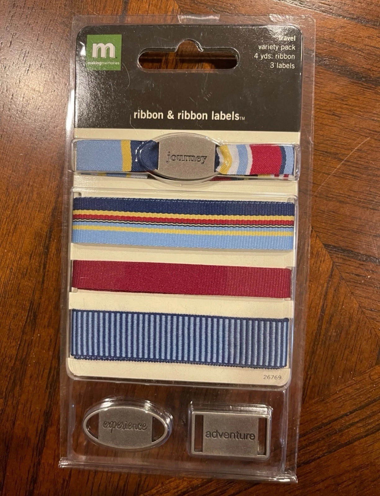 Making Memories Ribbon & Ribbon Labels Travel Variety Pack 4 yds 3 Charms NEW