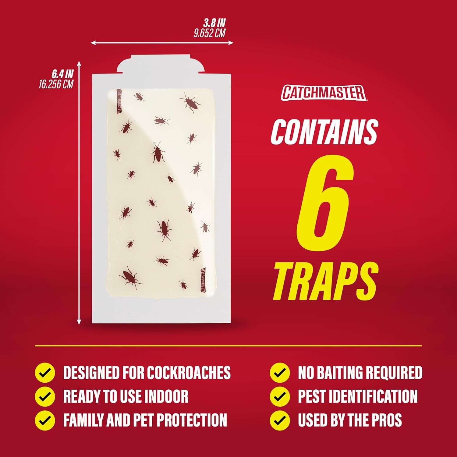 Catchmaster Roach Trap Glue Boards 6 Pk Adhesive Bug Catcher Insect & Roach