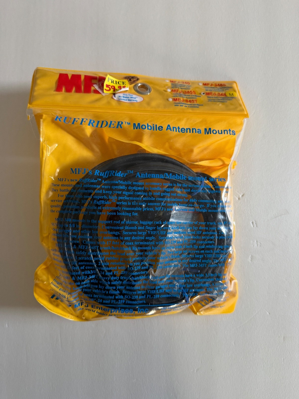 MFJ-348M, LIP MOUNT, NMO, HEAVY DUTY,BLACK,17FT COAX/PL259 NEW