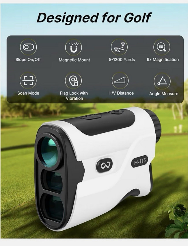 SEALED NIB WOSPORTS H-116 Golf Rangefinder Slope Switch 1200 Yards W/Mag Mount