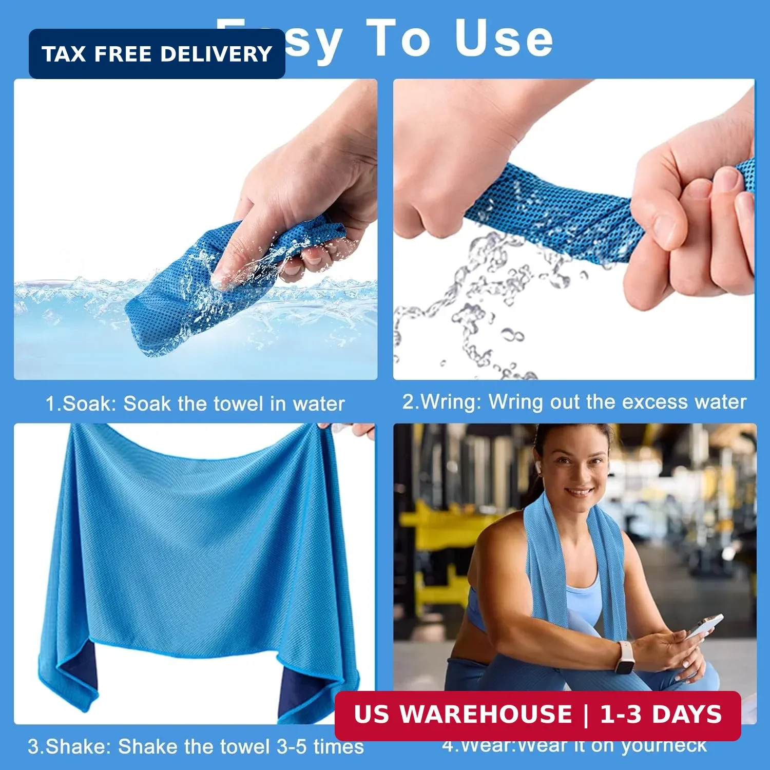 4 Pack Cooling Towel (40"x12"), Cooling Neck Wraps,Soft Breathable Chilly