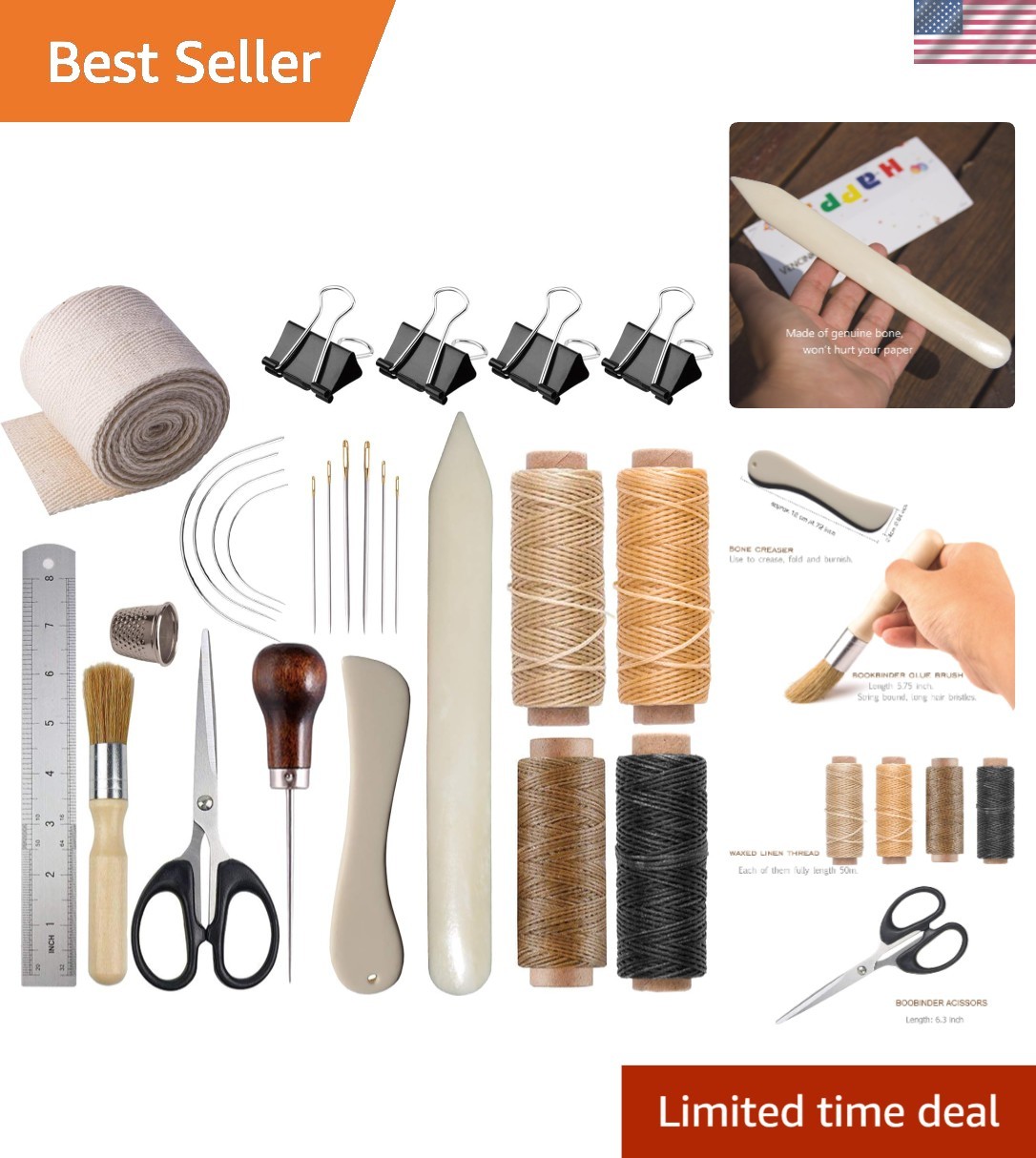 Bookbinding Kits, Bookbinding Supplies Hand Book Binding Starter Tools Set wi...