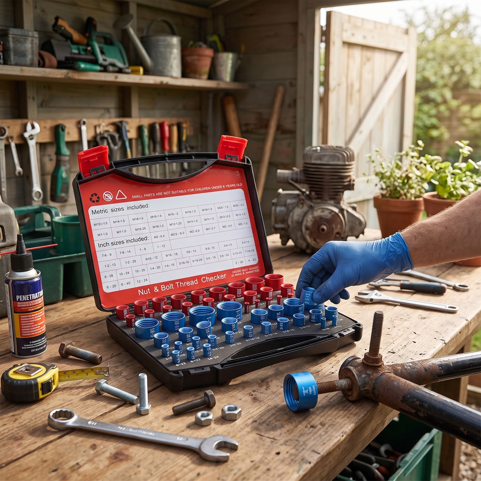 52pcs Inch & Metric Set Nut & Bolt Thread Checker Identifier Thread Gauges Box