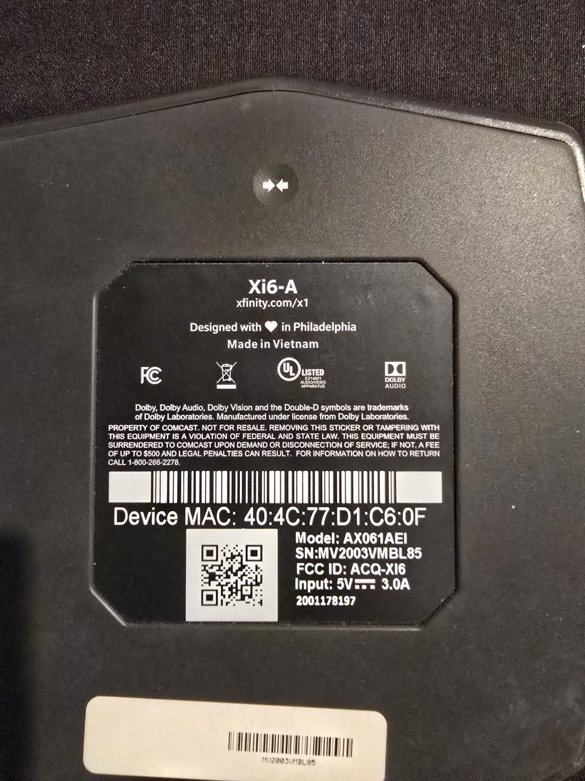 Xfinity Comcast Xi6-A AX061AEI Streaming TV Unit Only