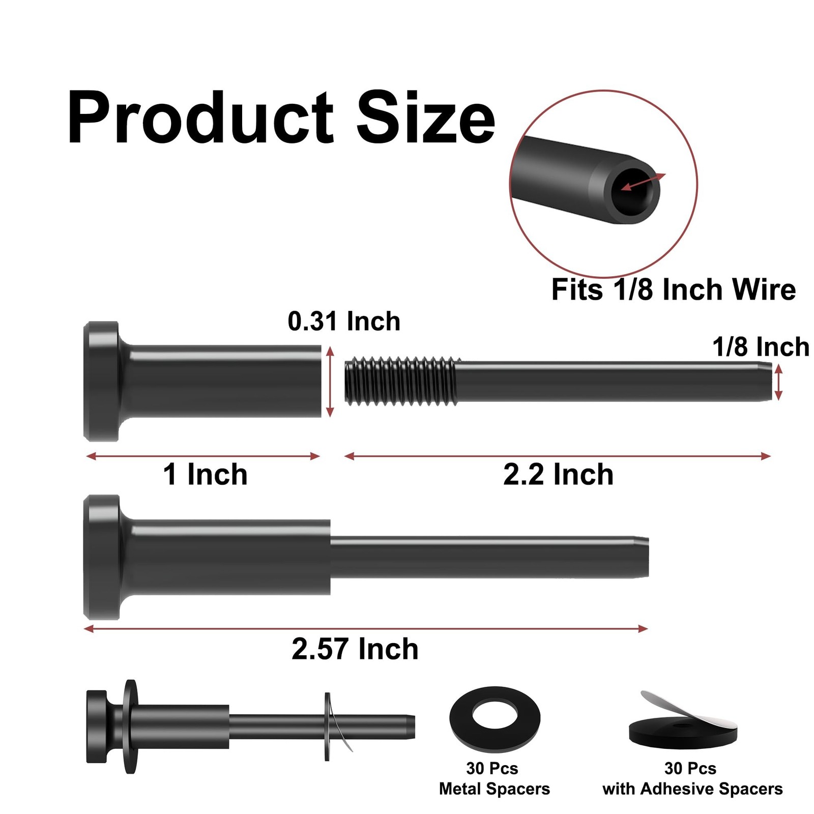 30 Pack Invisible Cable Railing Kit, Cable Railing Hardware, 316 Stainless St...