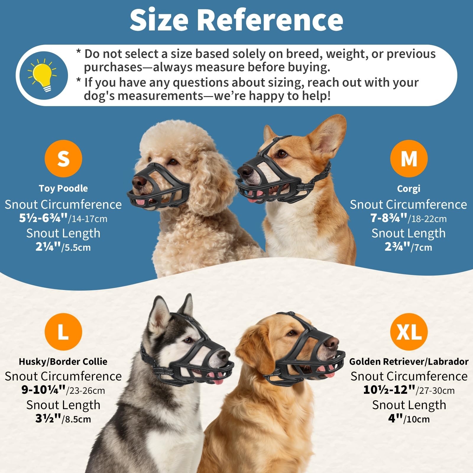 BARKLESS Dog Basket Muzzle for Medium & Large Dogs, Humane Cage S, Black