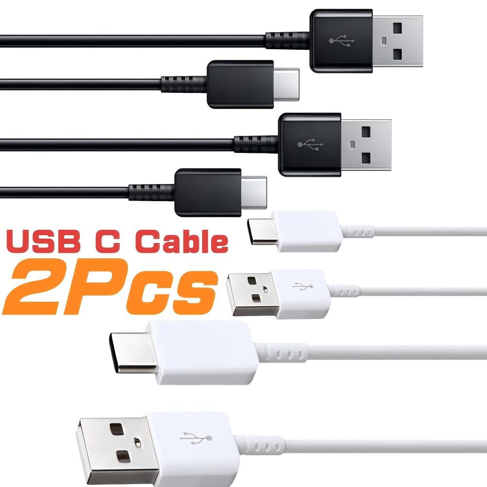 Set of 2 USB C Cable 1m Type C Charging Cable for Samsung Galaxy Android Phone